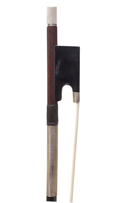 A silver-mounted violin bow by Karel Van der Meer, Amsterdam — frog detail
