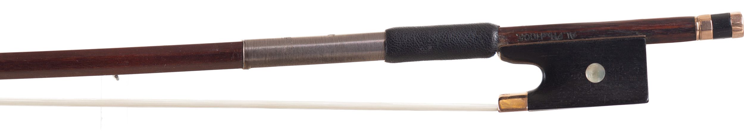 A gold-mounted violin bow by Alphonse Van Hoof, The Netherlands — frog