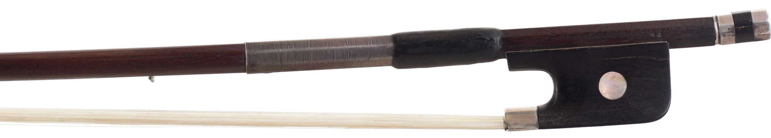 A silver-mounted cello bow by François Nicolas Voirin, France — frog