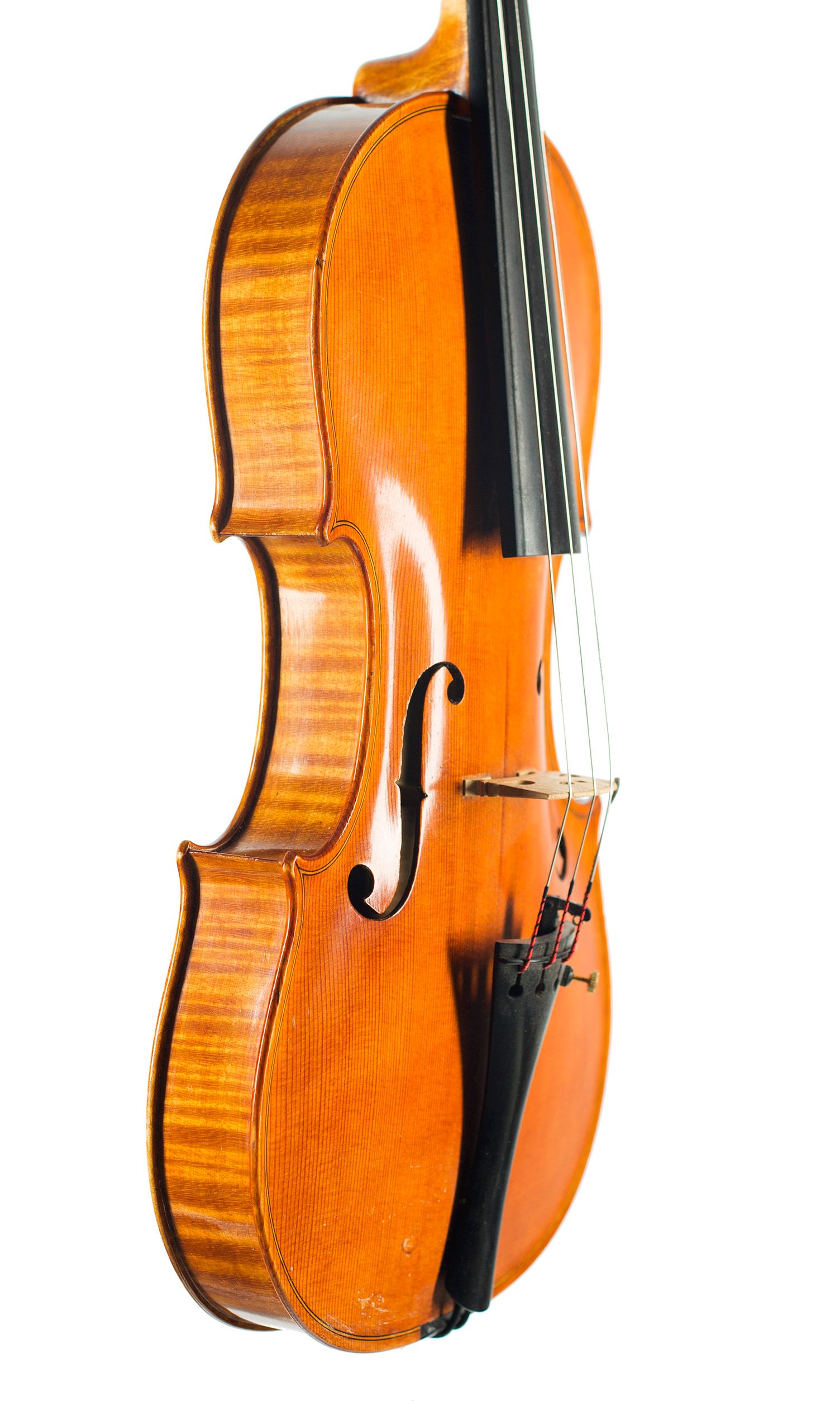 Violin by Joseph Wade, Leeds, 1885 — angled view, 60°