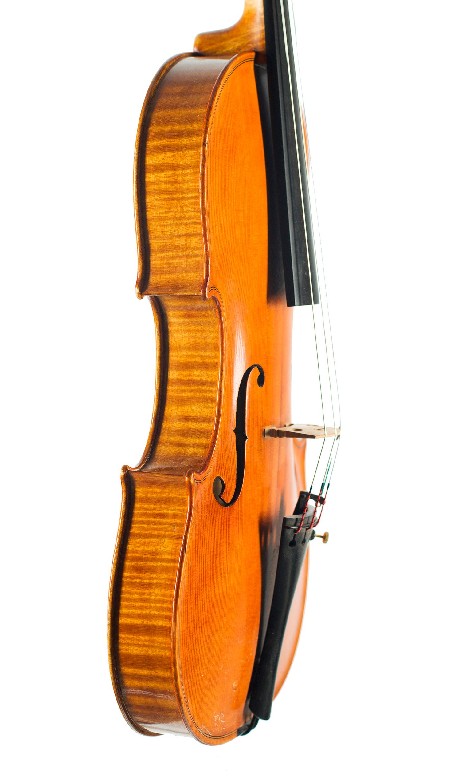 Violin by Joseph Wade, Leeds, 1885 — angled view, 70°