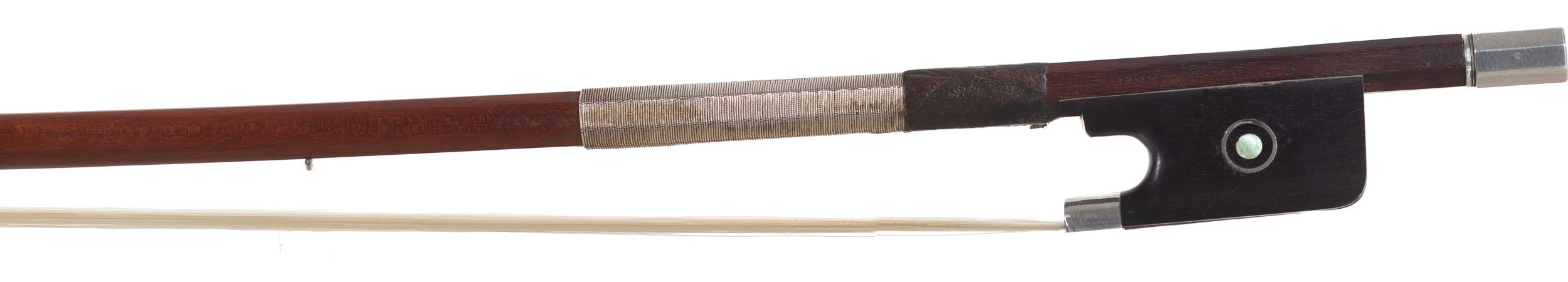A silver-mounted violin bow by Louis Morizot — frog