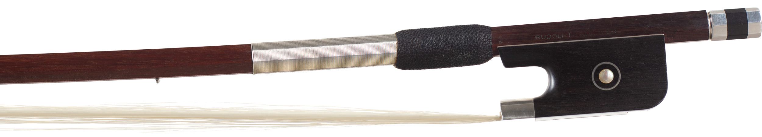 A silver-mounted cello bow by Rudolf Neudorfer — frog