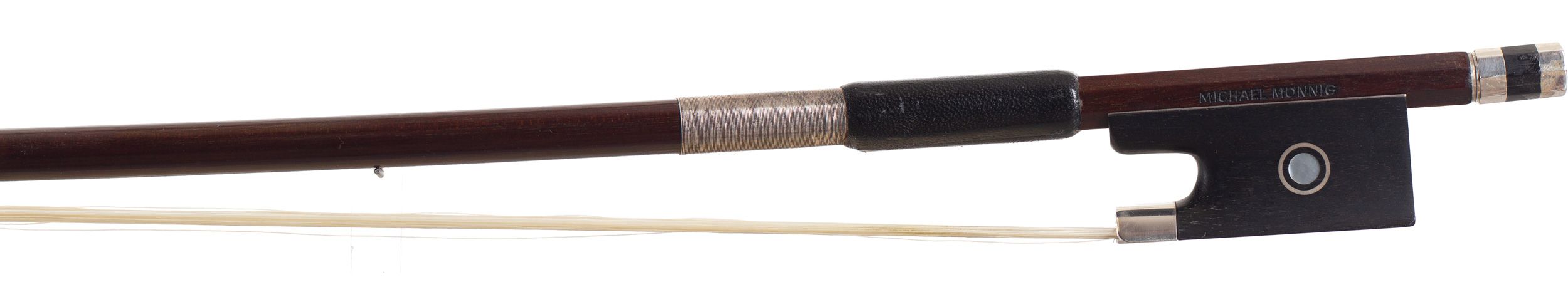A silver-mounted viola bow by Michael Mönnig, Germany — frog