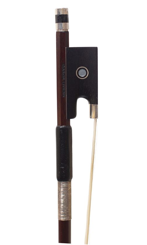 A silver-mounted viola bow by Michael Mönnig, Germany — frog detail