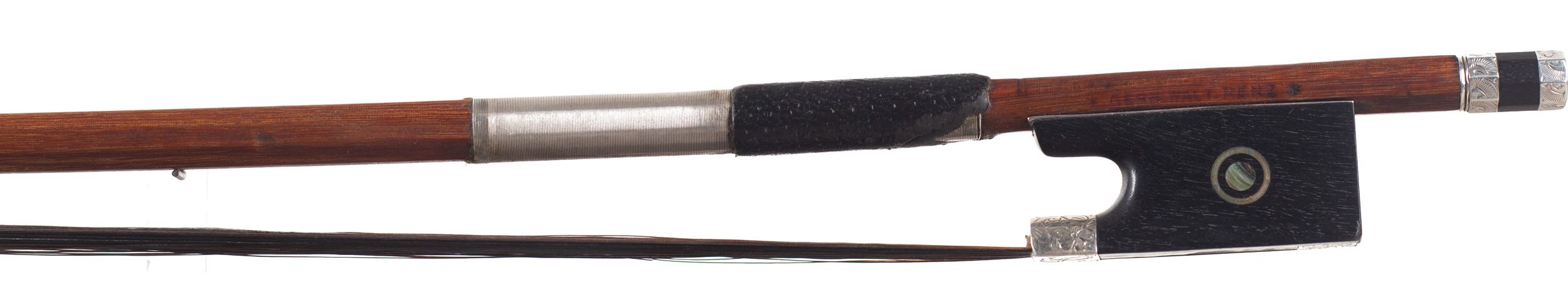 A silver-mounted violin bow by Gerhard Walter Renz, Germany — frog