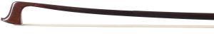 A nickel-mounted violin bow by Gerôme Devoivre, France — head and frog