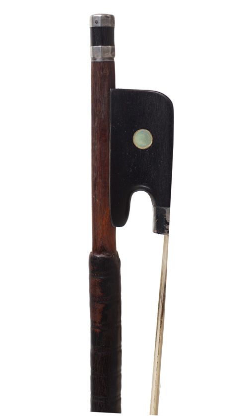 A silver-mounted cello bow by Gerhard Walter Renz, Germany — frog detail