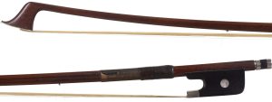 A silver-mounted cello bow by E. W. Zöphel, Germany — head and frog