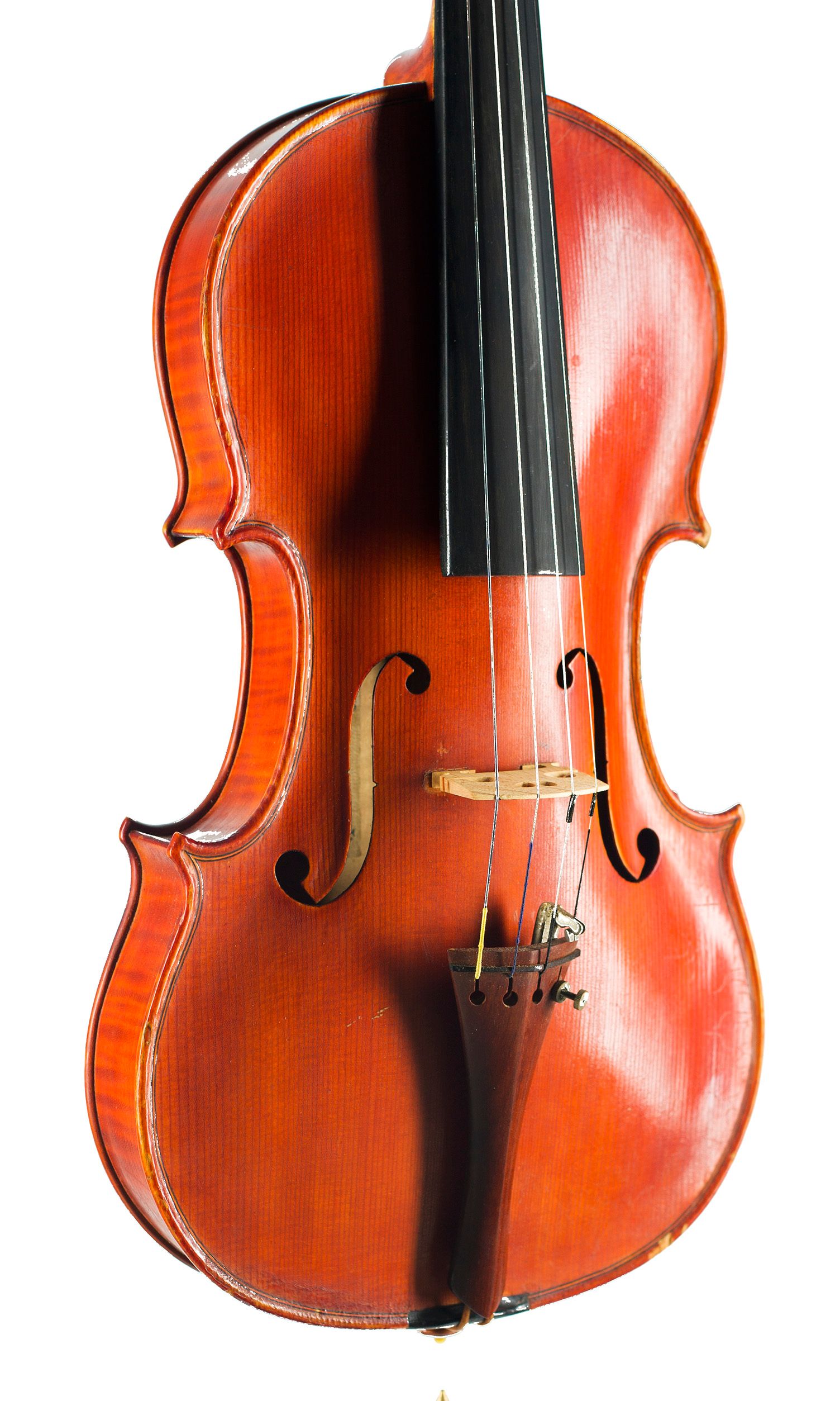 Violin by Piero Parravicini, Milan, 1957 — angled view, 30°