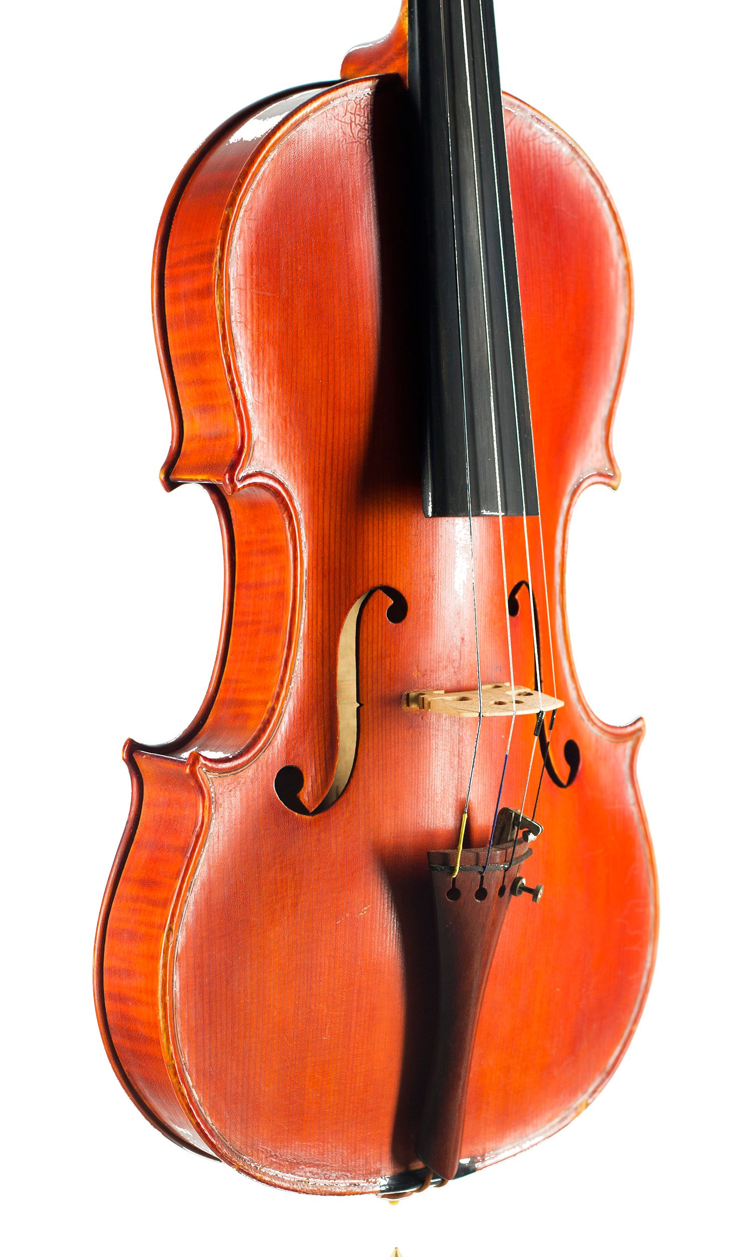 Violin by Piero Parravicini, Milan, 1957 — angled view, 40°