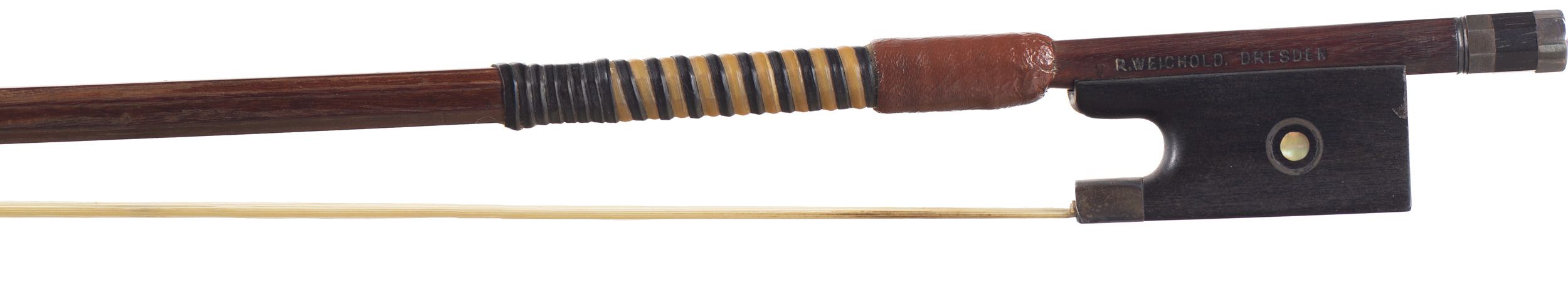 A silver-mounted violin bow by R. Weichold, Dresden — frog