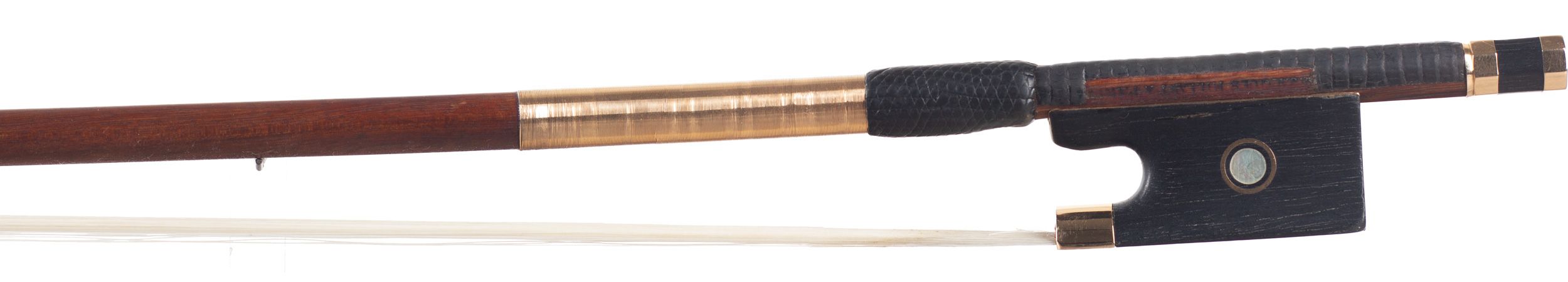 A gold-mounted violin bow by Jean-Jacques Millant, Paris — frog