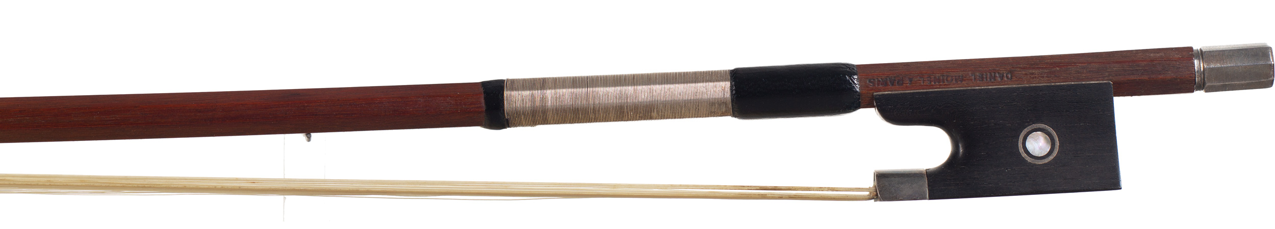 A silver-mounted viola bow by Daniel Moinel, Paris, circa 1920 — frog