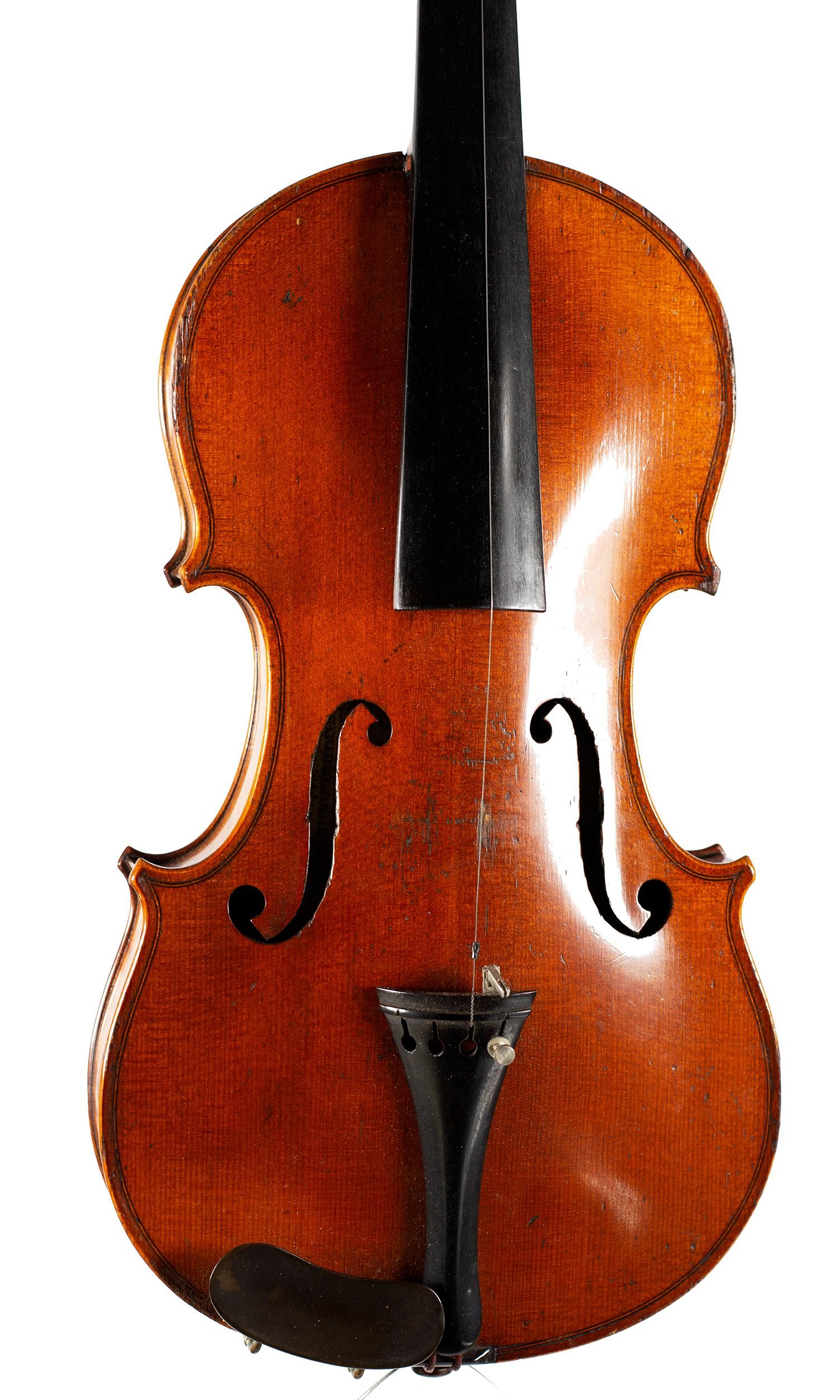 Violin, Workshop of Jerome Thibouville-Lamy, Mirecourt, circa 1910 — angled view, 10°