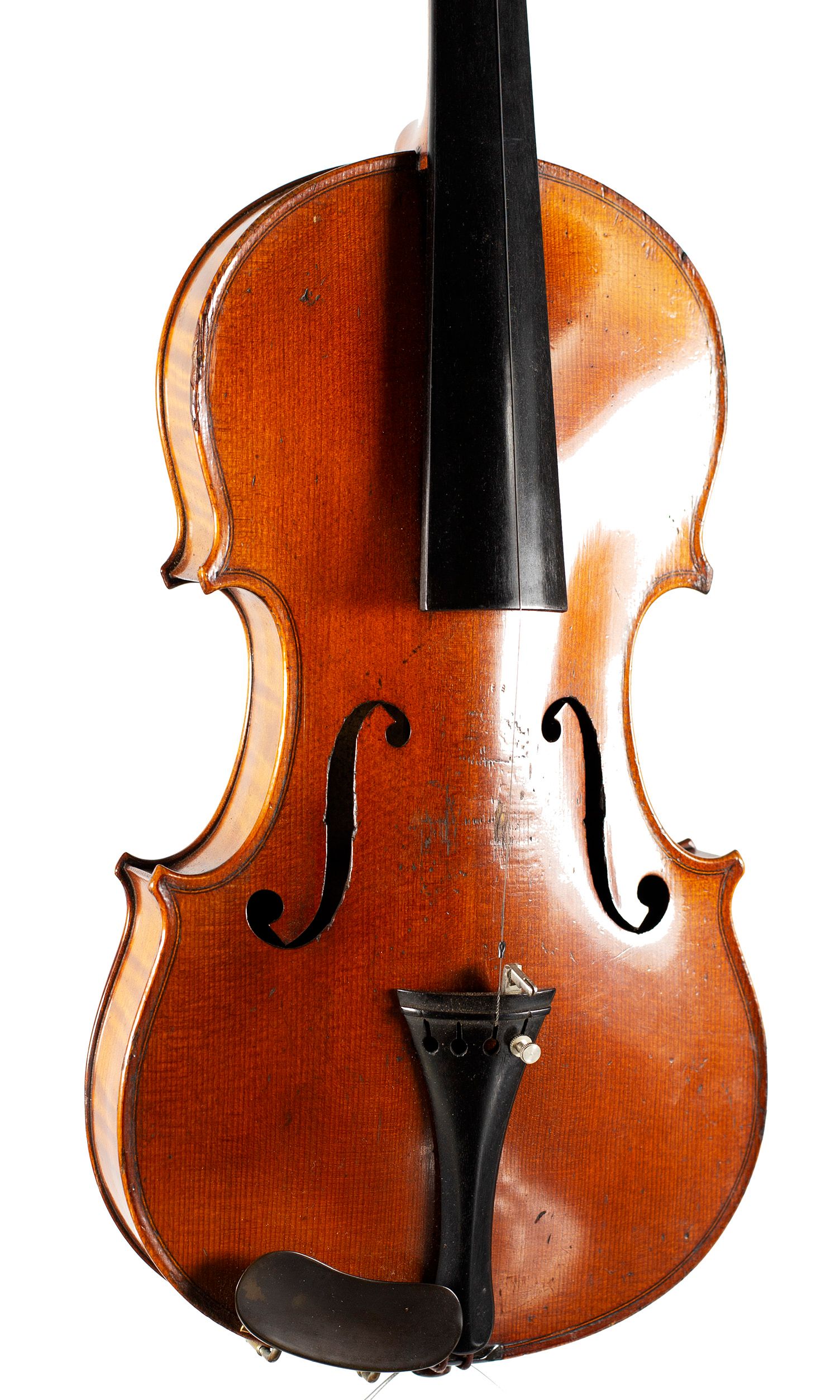 Violin, Workshop of Jerome Thibouville-Lamy, Mirecourt, circa 1910 — angled view, 20°