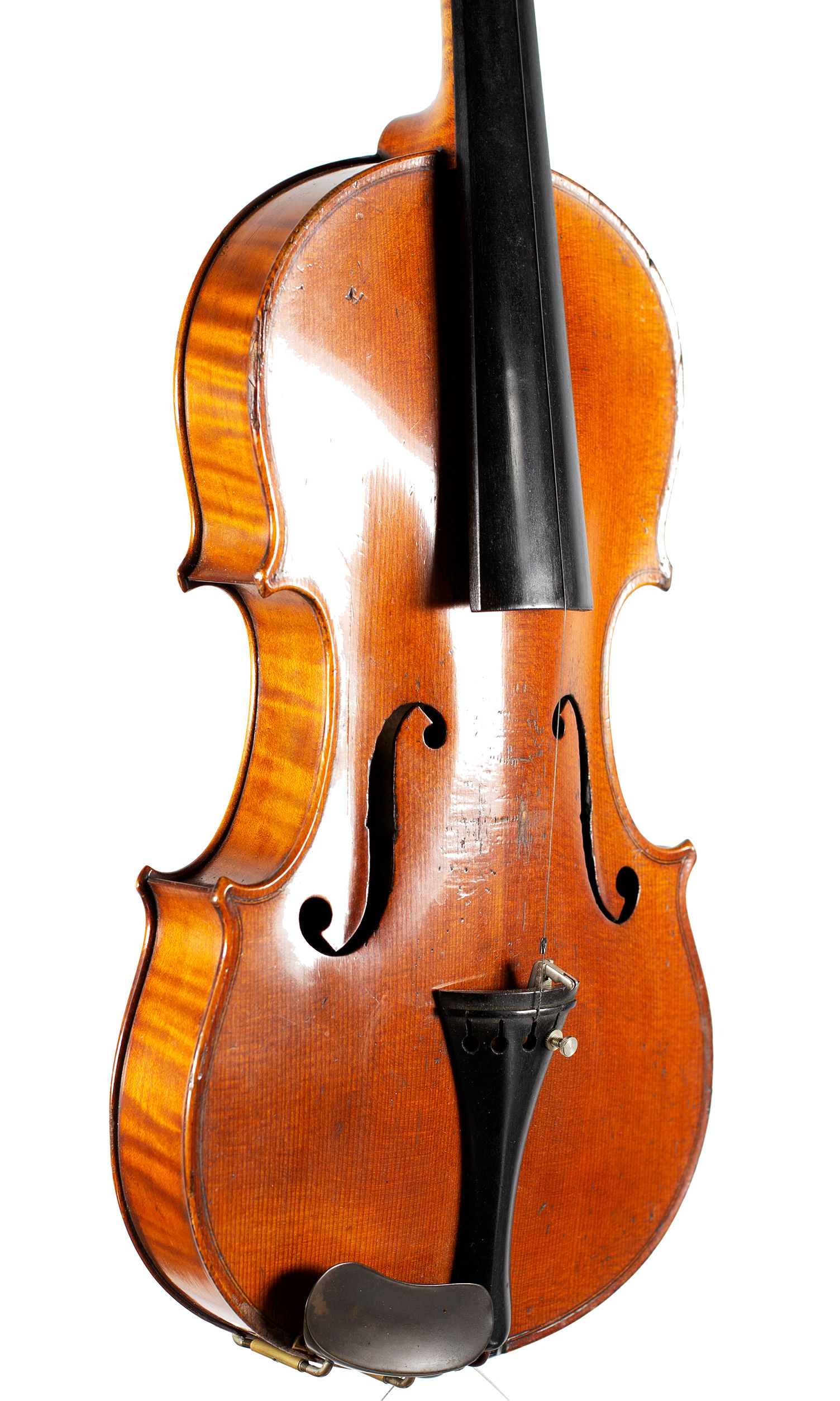 Violin, Workshop of Jerome Thibouville-Lamy, Mirecourt, circa 1910 — angled view, 40°