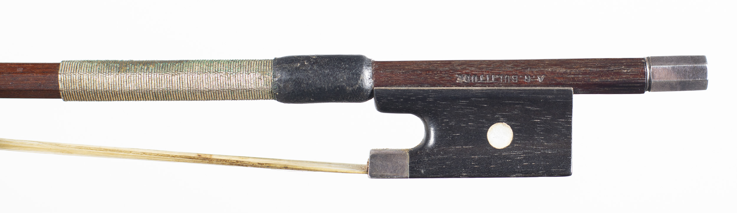 A silver-mounted violin bow by Arthur Bultitude — frog