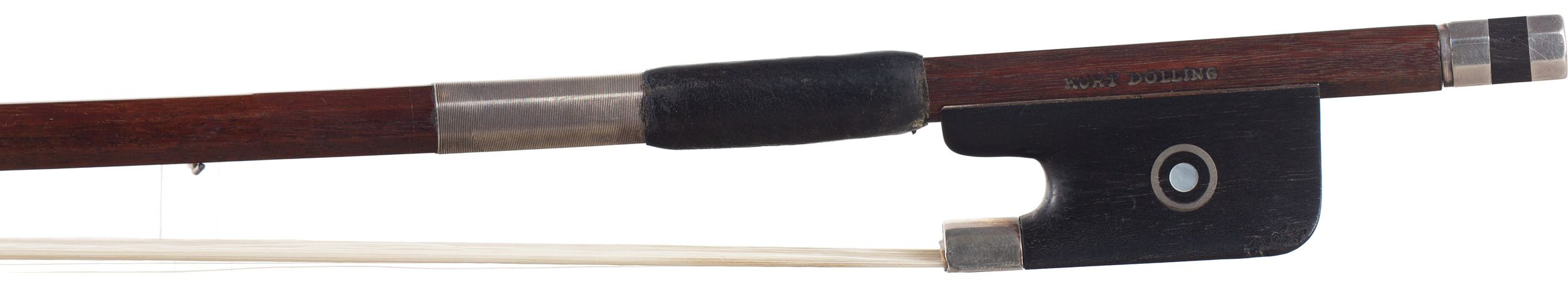 A silver-mounted cello bow by Kurt Dolling, Germany — frog