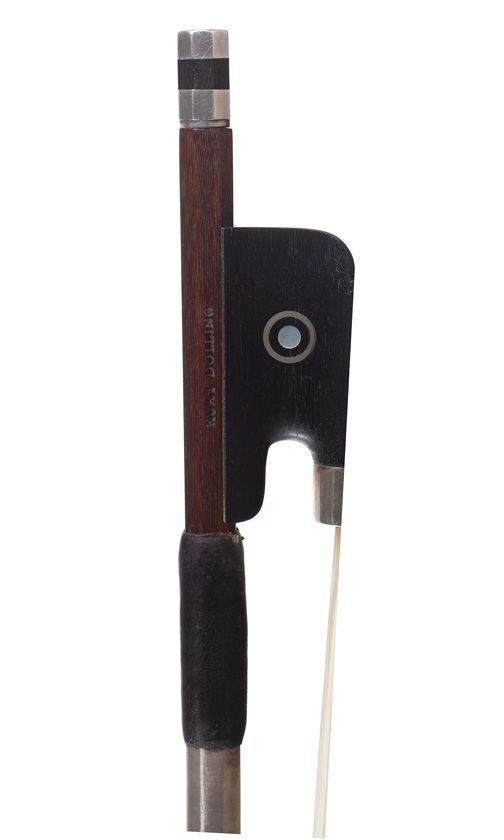 A silver-mounted cello bow by Kurt Dolling, Germany — frog detail