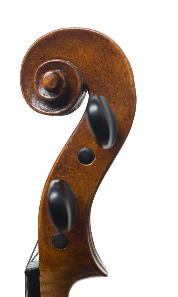 Violin by Johann Gottlob Heberlein, Germany, 1839 — scroll