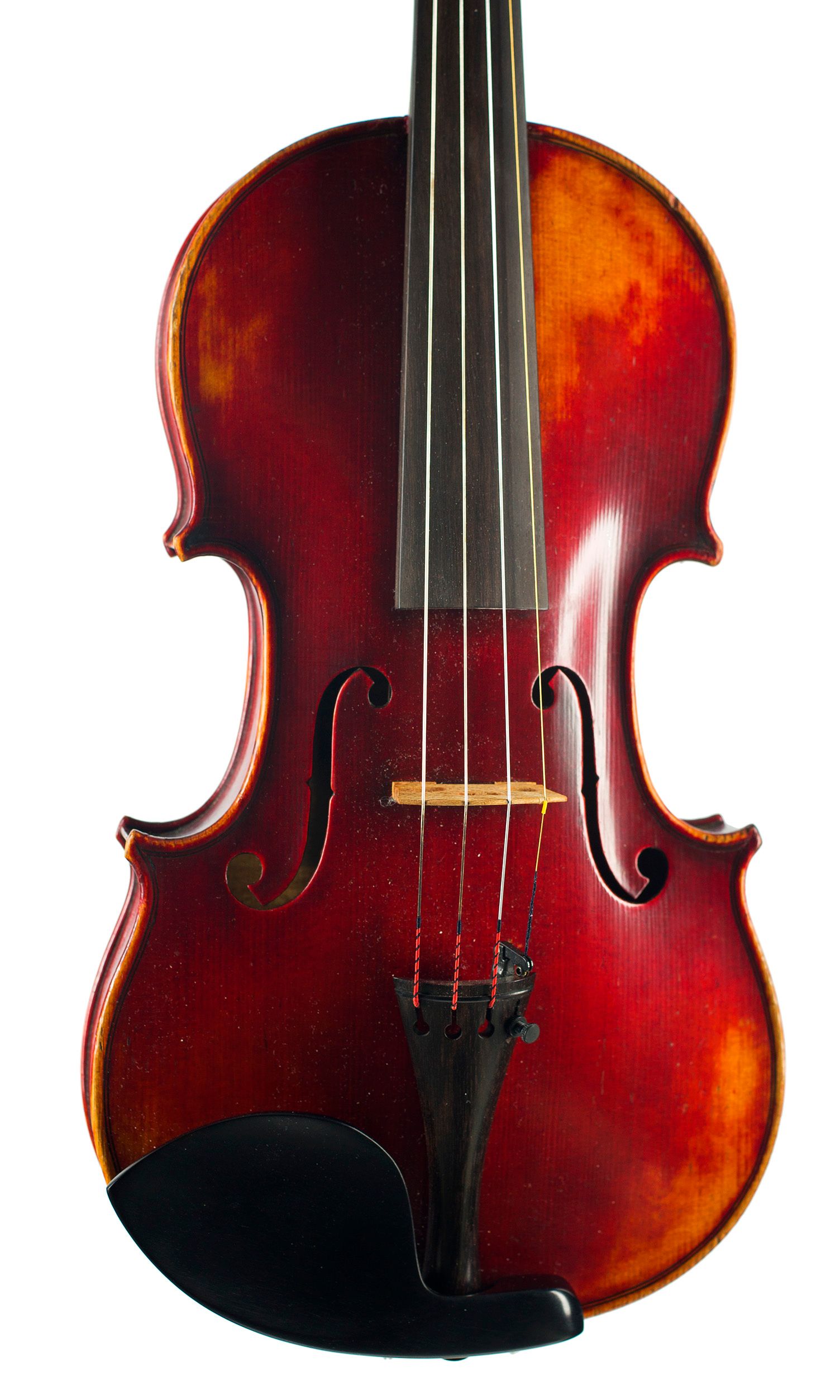Violin by Alexandre Delanoy, Bordeaux, 1914 — angled view, 10°