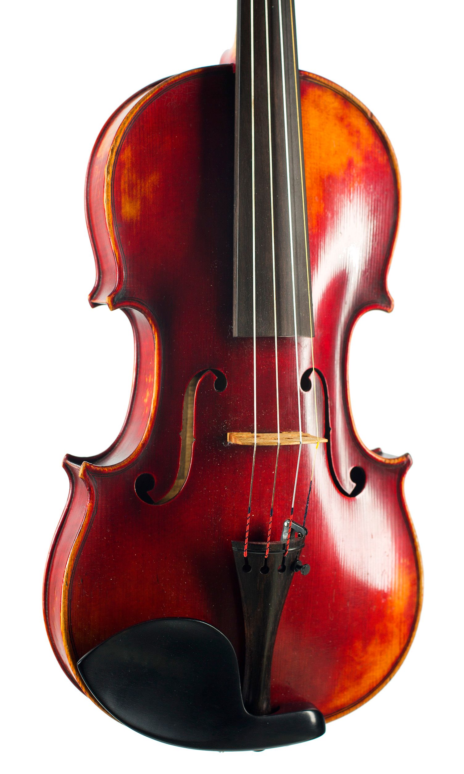 Violin by Alexandre Delanoy, Bordeaux, 1914 — angled view, 20°