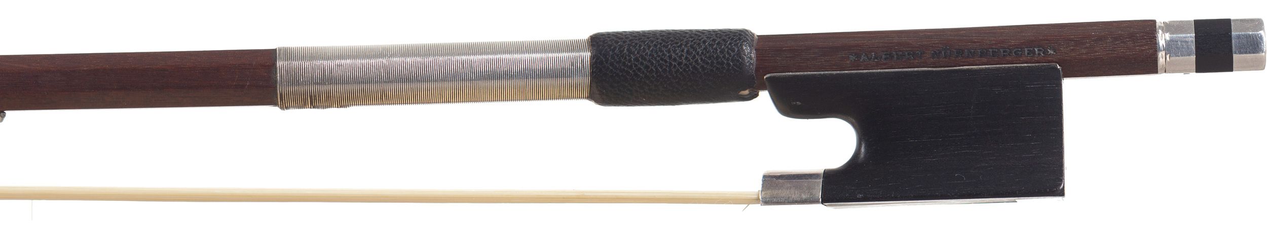 A silver-mounted violin bow by Albert Nürnberger, Germany — frog
