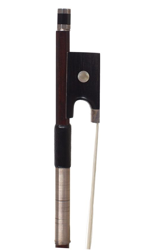A silver-mounted violin bow by John Dodd, London, circa 1810 — frog detail