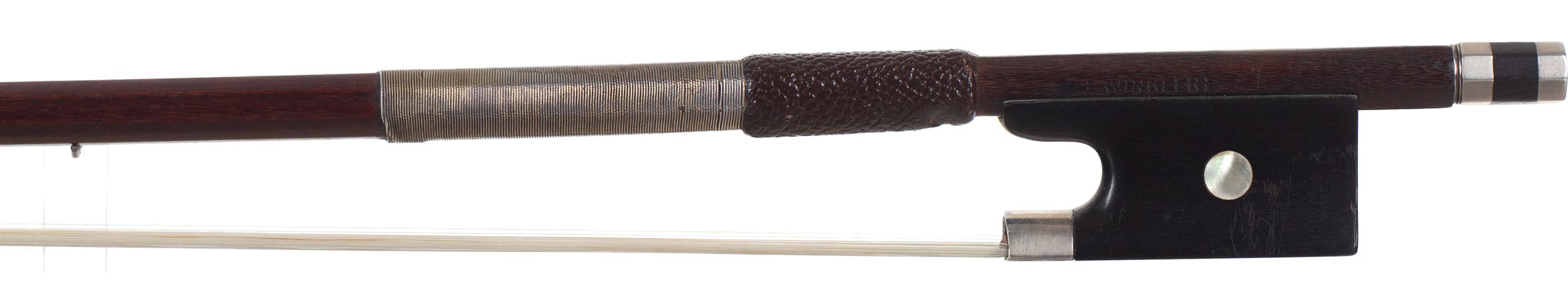 A silver-mounted violin bow by F. Winkler — frog