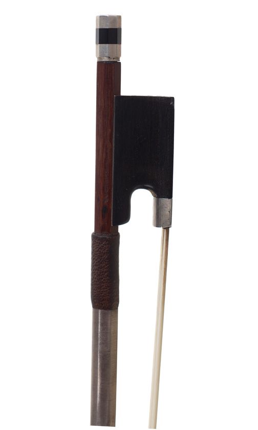 A silver-mounted violin bow by Paul Weidhass — frog detail