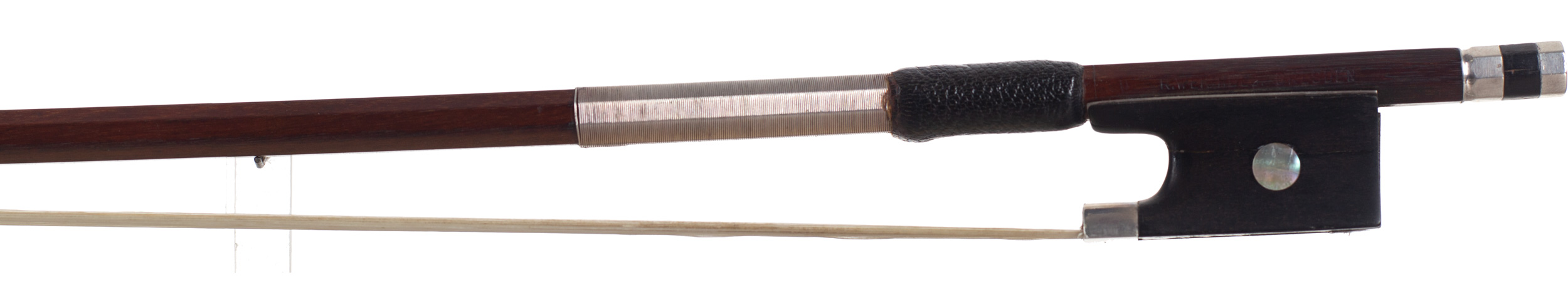 A silver-mounted violin bow by R. Weichold, Germany — frog