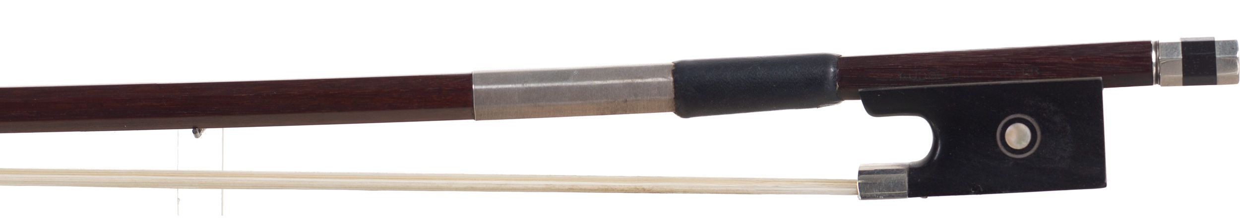 A silver-mounted violin bow by Rudolf Neudorfer — frog