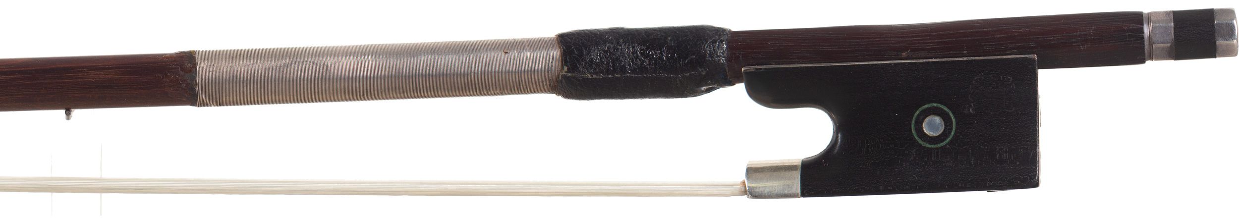 A silver-mounted viola bow by H. R. Pfretzschner, Germany — frog