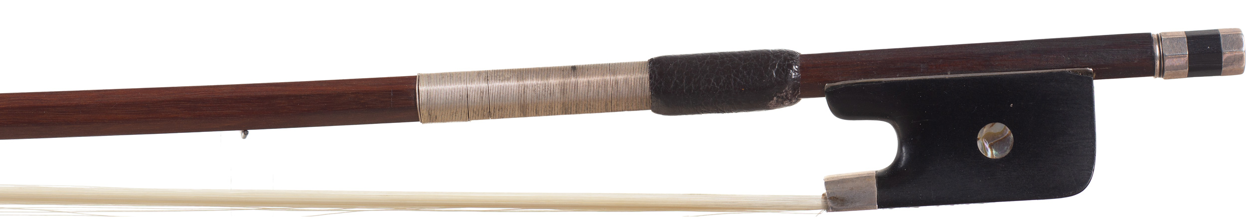 A silver-mounted cello bow by R. Weichold, Dresden — frog