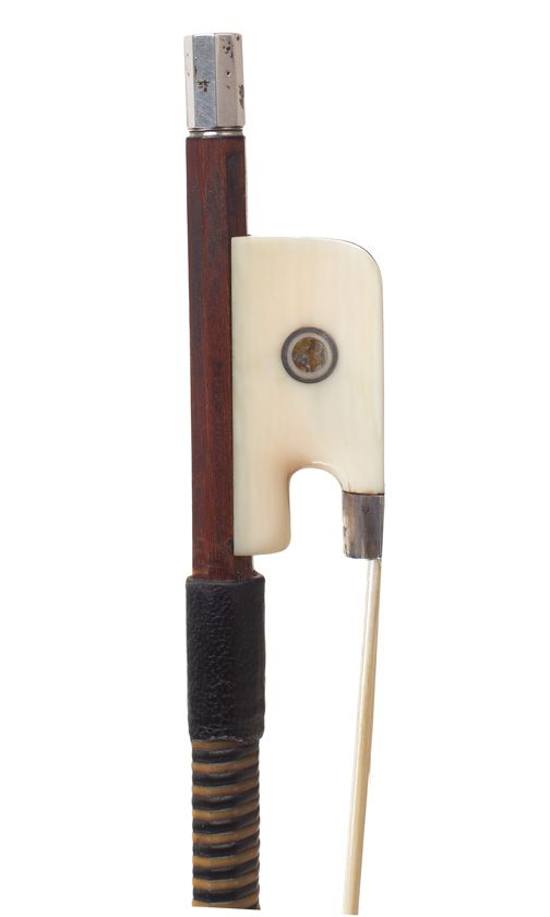 A silver-mounted cello bow by Paul Weidhass, Germany, circa 1940 — frog detail