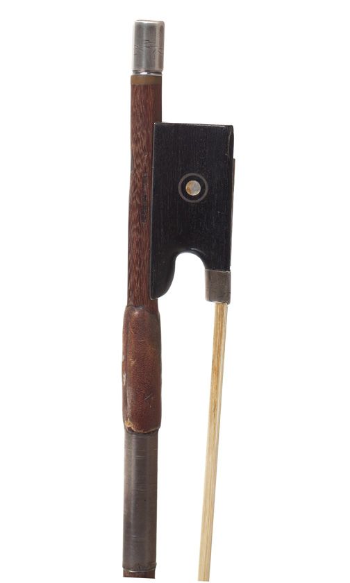 A silver-mounted violin bow by Hermann W. Prell — frog detail