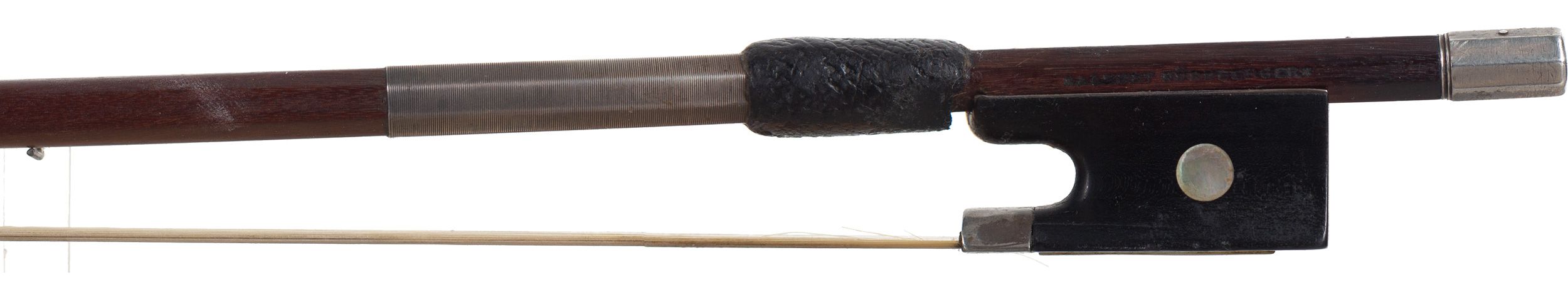 A silver-mounted violin bow by Albert Nürnberger, Germany — frog