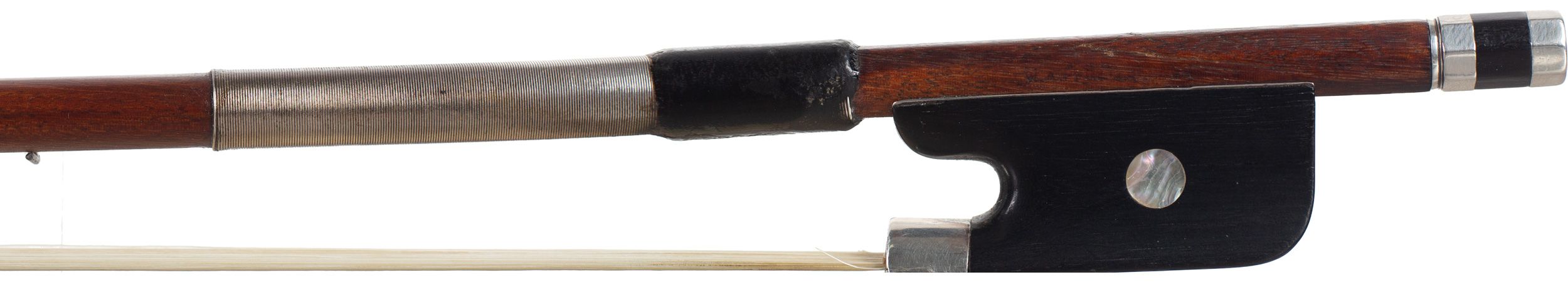A silver-mounted cello bow by W. A. Pfretzschner, Germany — frog