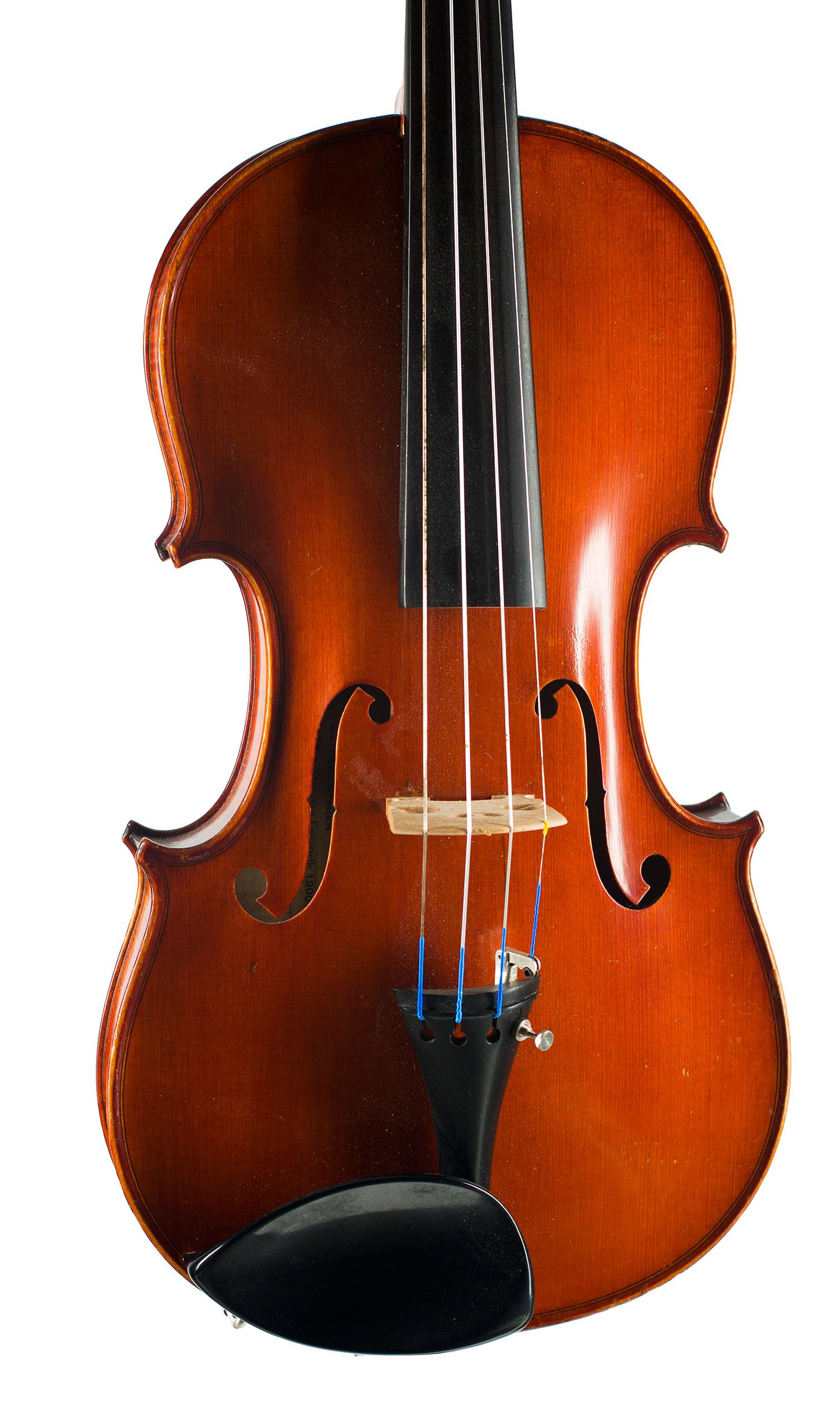 Violin, Workshop of Charles Collin-Mézin fils, Paris, circa 1930 — angled view, 10°