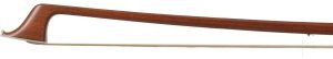 A nickel-mounted cello bow by Walter Mettal — head and frog
