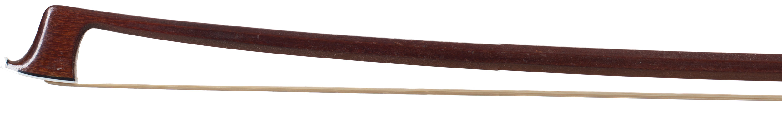 A nickel-mounted violin bow by Conrad Gotz — head
