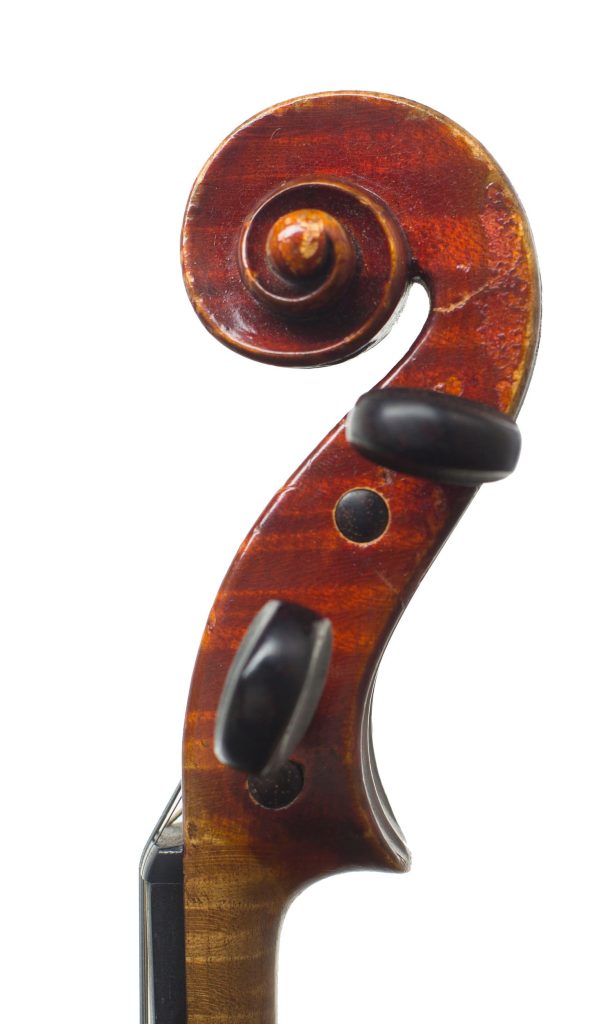 Violin by S. B. Wilkinson, Leeds, 1889 — scroll