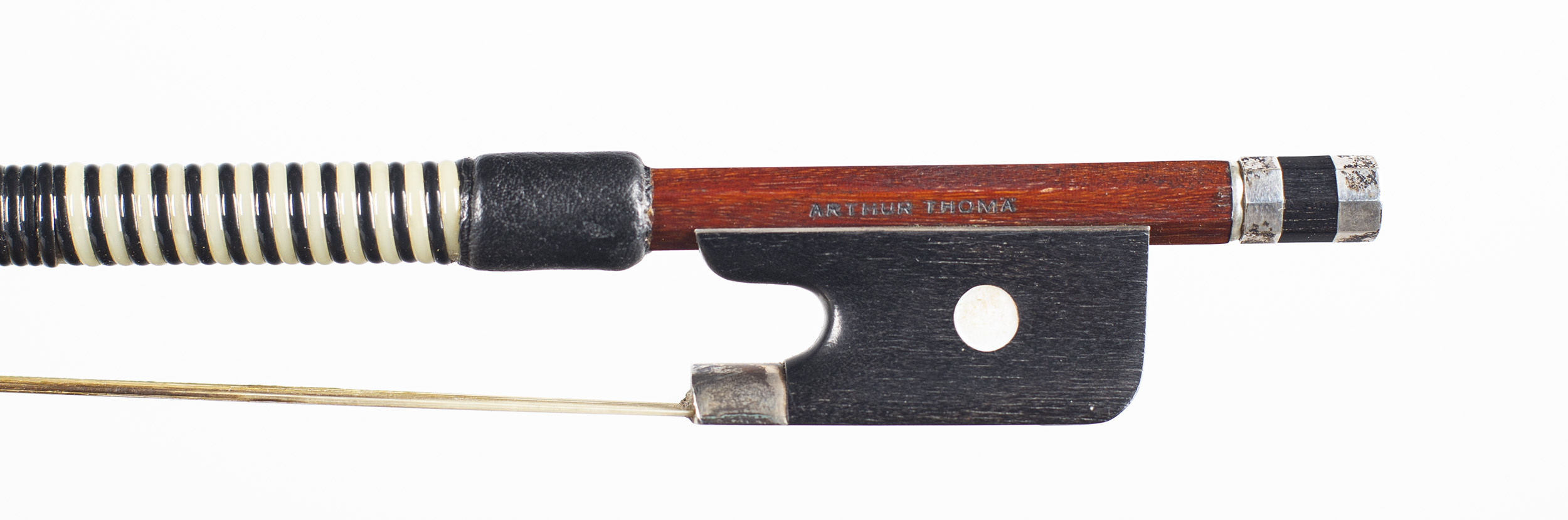 A silver-mounted violin bow by Arthur Thoma — frog