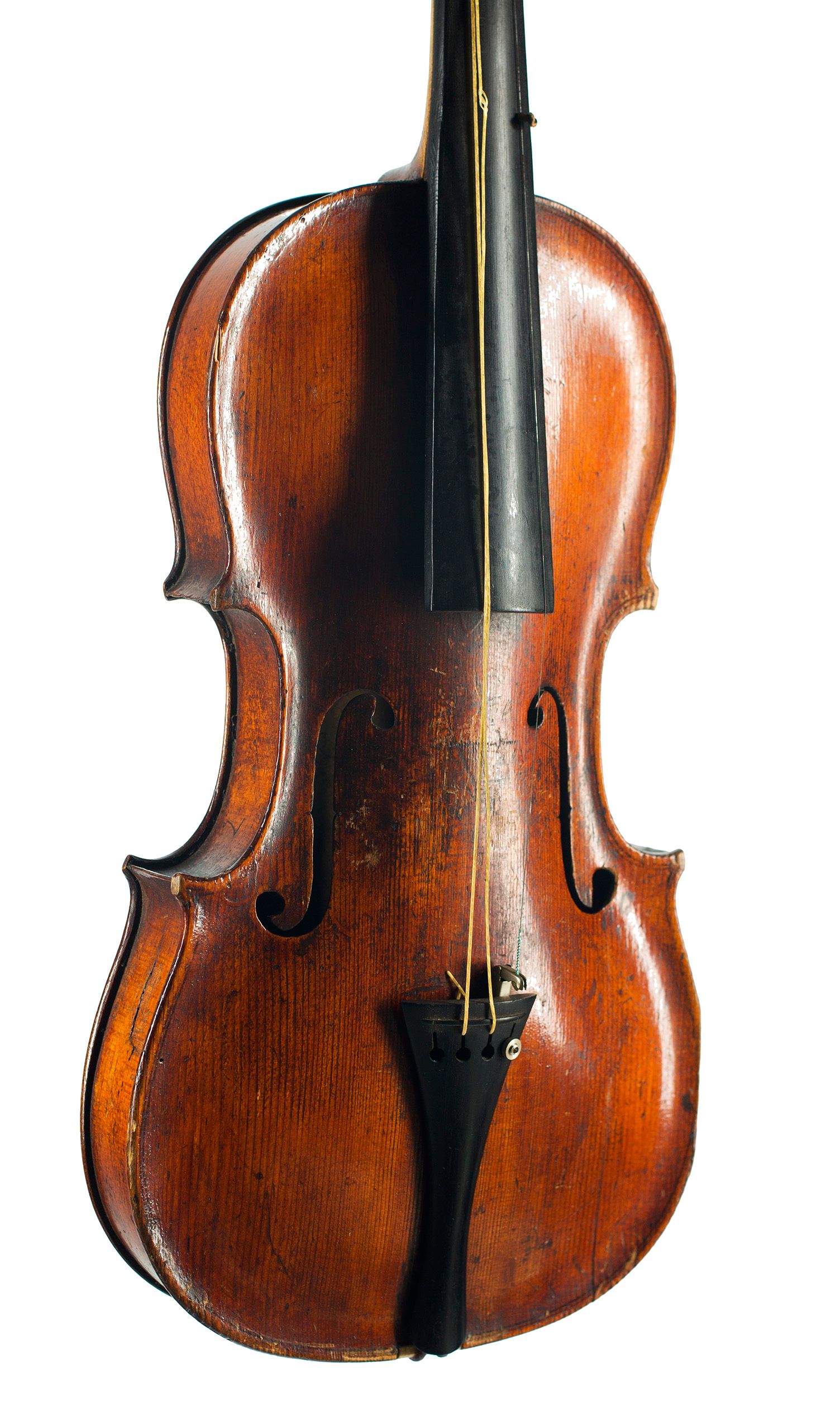 Violin, Workshop of Pretzschner, Neukirchen, circa 1790 — angled view, 30°