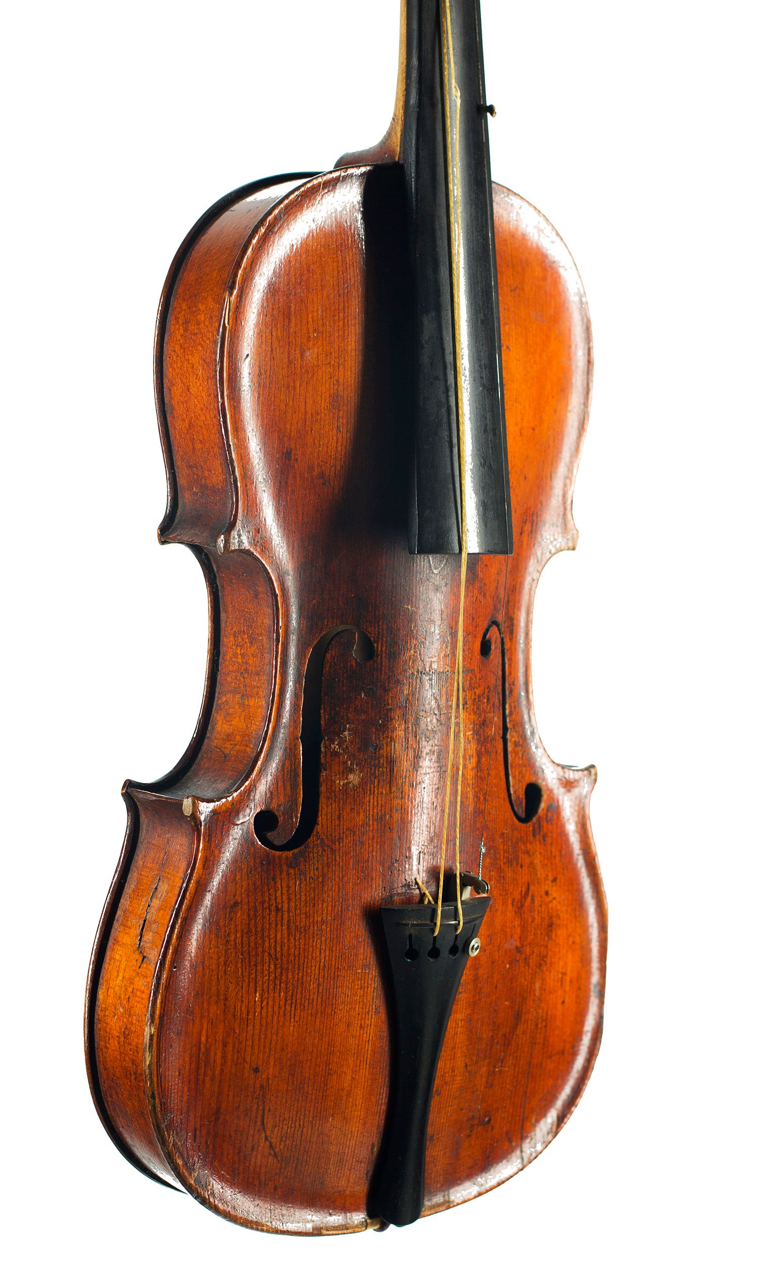 Violin, Workshop of Pretzschner, Neukirchen, circa 1790 — angled view, 40°