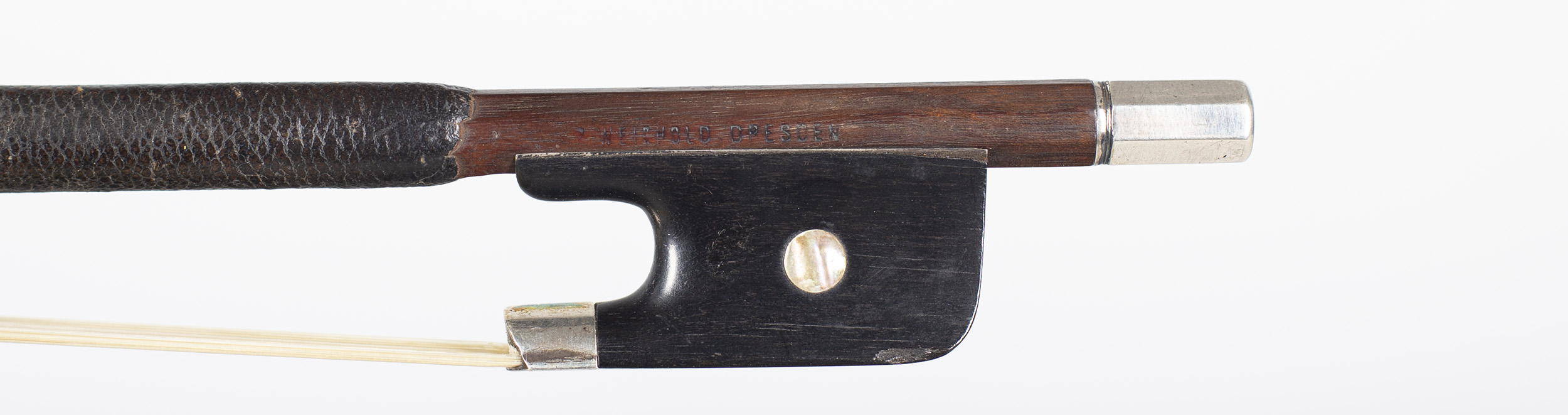 A silver-mounted cello bow by R. Weichold, Dresden, circa 1900 — frog