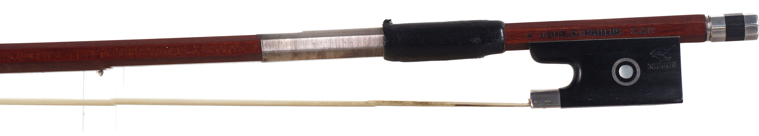 A silver-mounted violin bow by Johannes Paulus, Germany — frog