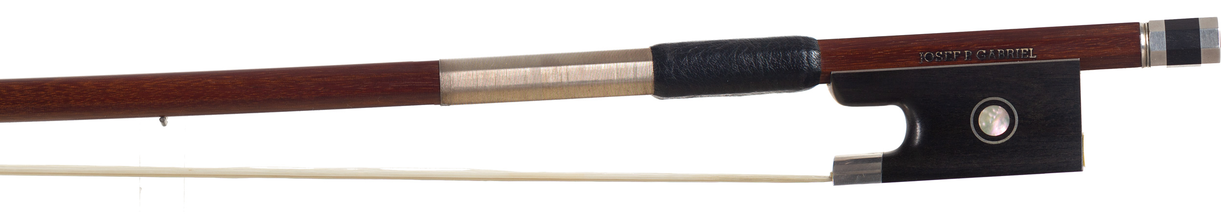 A silver-mounted violin bow by Josef P. Gabriel — frog