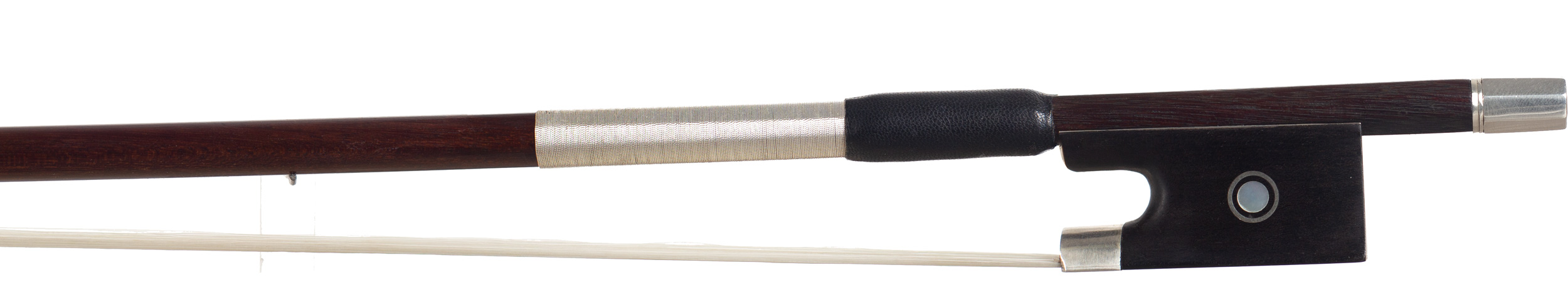 A silver-mounted violin bow by Morizot Freres, Mirecourt — frog